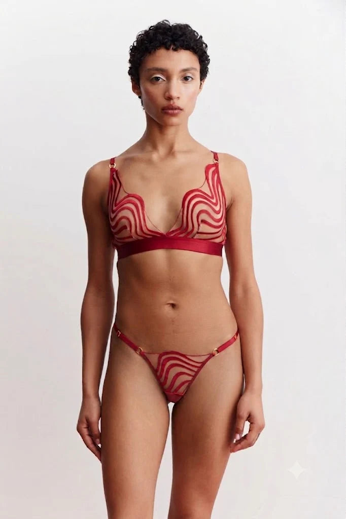 Somewhere Never Making Waves Thong in Crimson