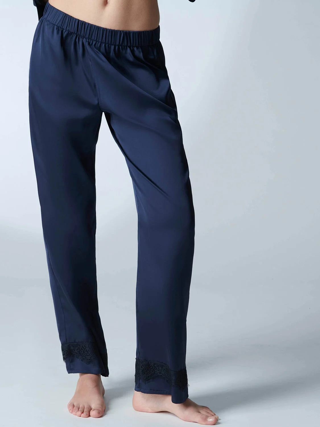 Simone Pérèle Satin Secrets Pajama Pants in Full Moon