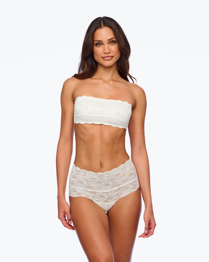 Cosabella Never Say Never High-Waist Lace Bikini in Moon Ivory