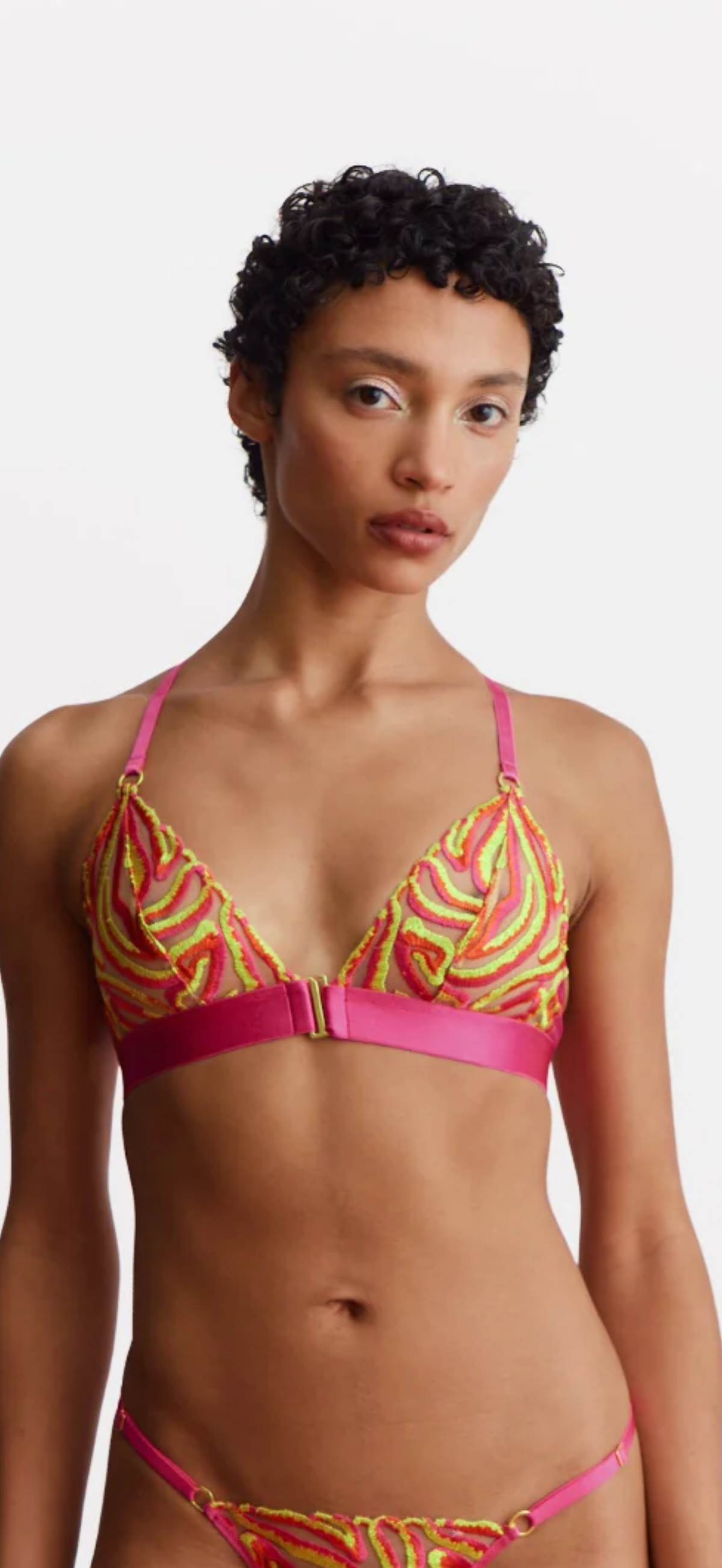 Somewhere Never Running Wild Triangle Bralette in Hot Pink