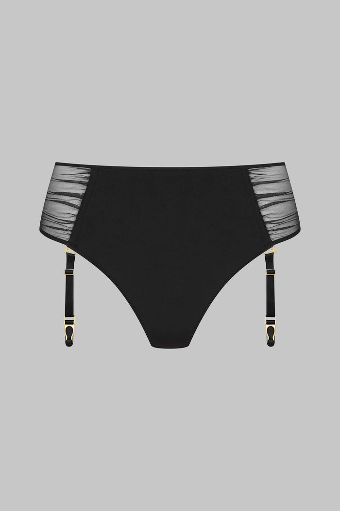 Scandale x Maison Close Nuit Fauve Openable High Waist Tanga with Removable suspenders