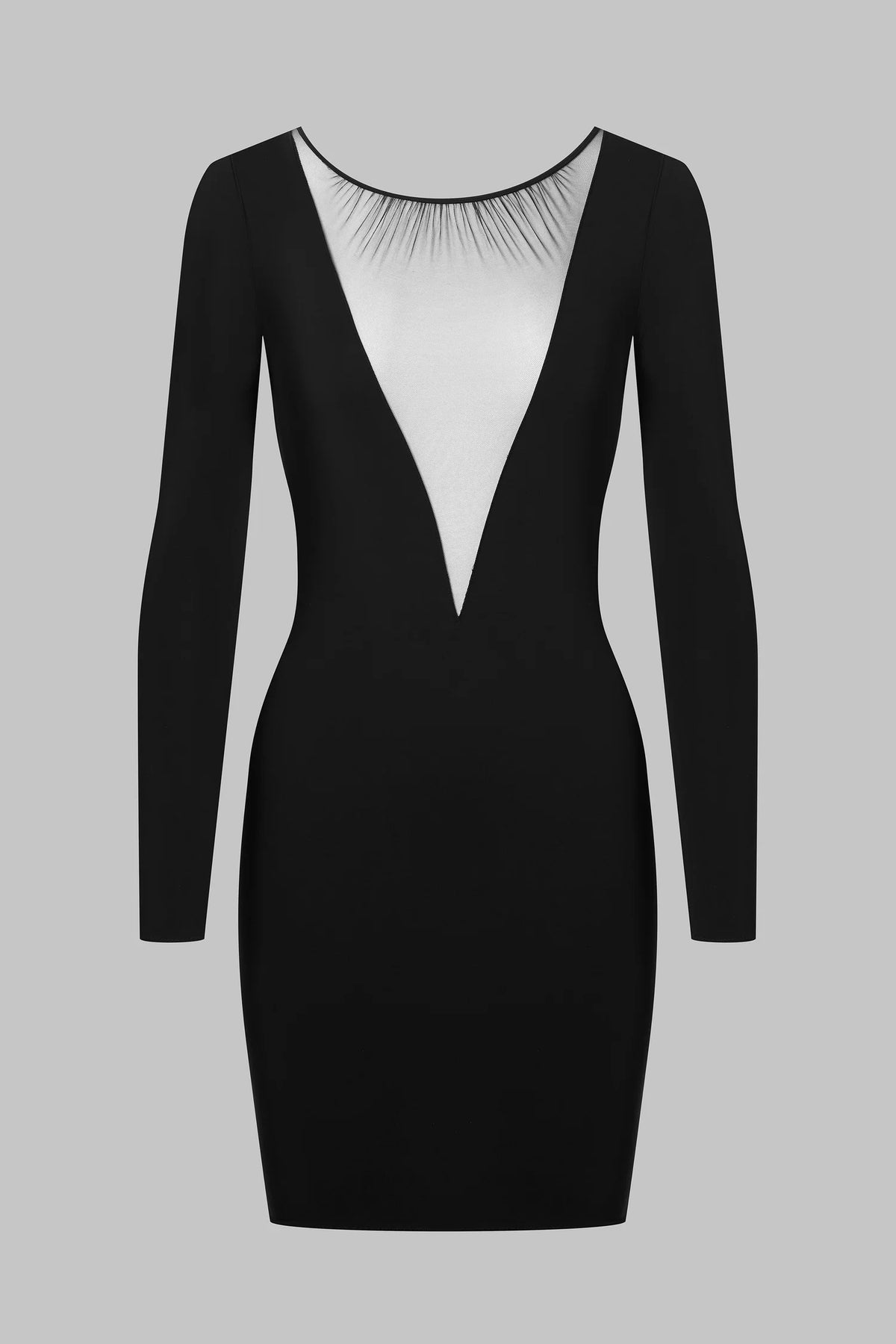 Scandale x Maison Close Nuit Fauve Long Sleeve V Neck Short Dress